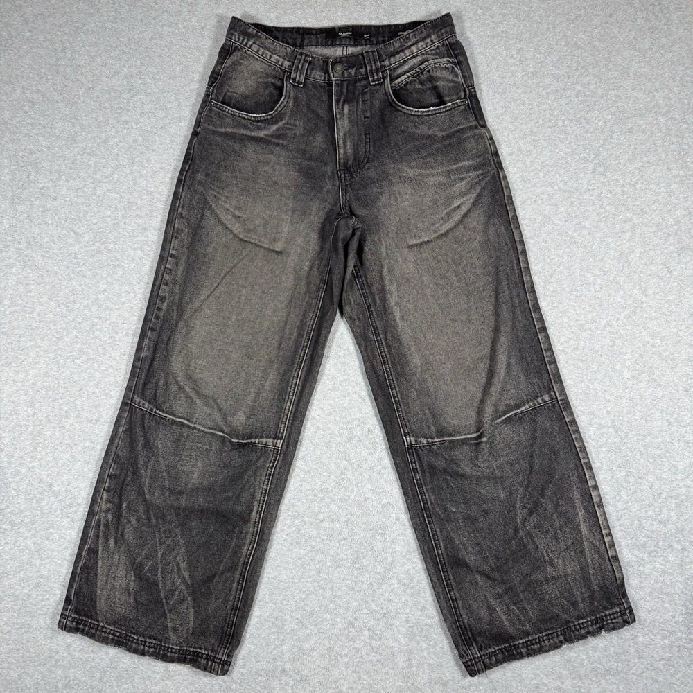 Y2K Jaded London Black Ethereal Colossus Jeans W30 Low Rise Baggy Wings Studded